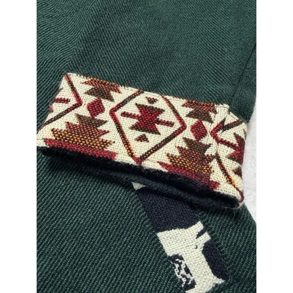 Native Artists Alpaca Llama Geometric Full Zip Knit Hoodie Jacket Mens Size M